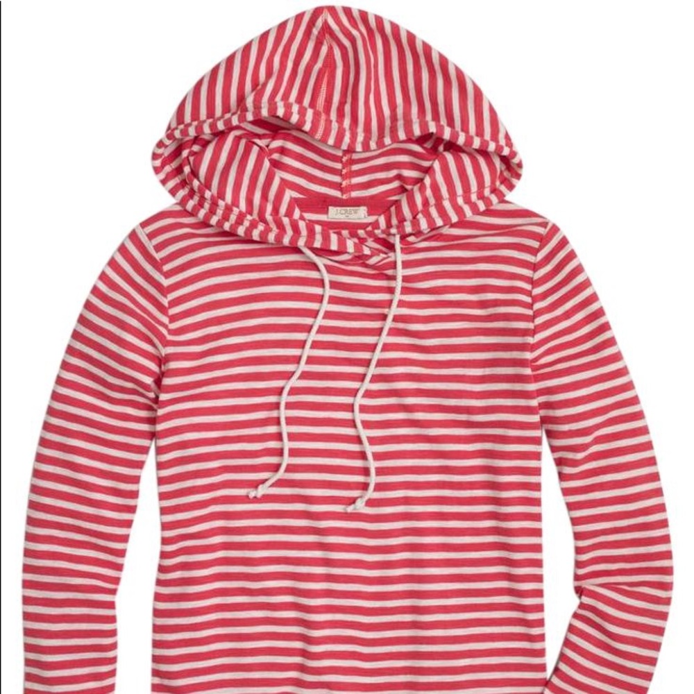 EUC J. Crew Red Striped Hoodie